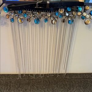 Decorative Wall Hanging with Blue and Gold Accents